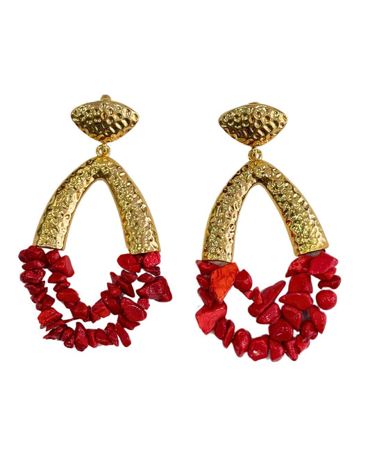 Pendientes de flamenca piedras rojas