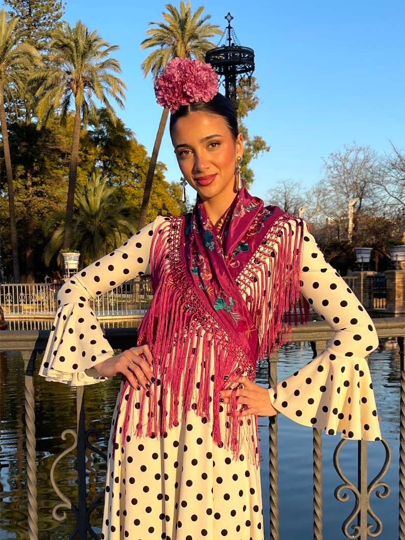 Ramillete de flamenca color rosa palo