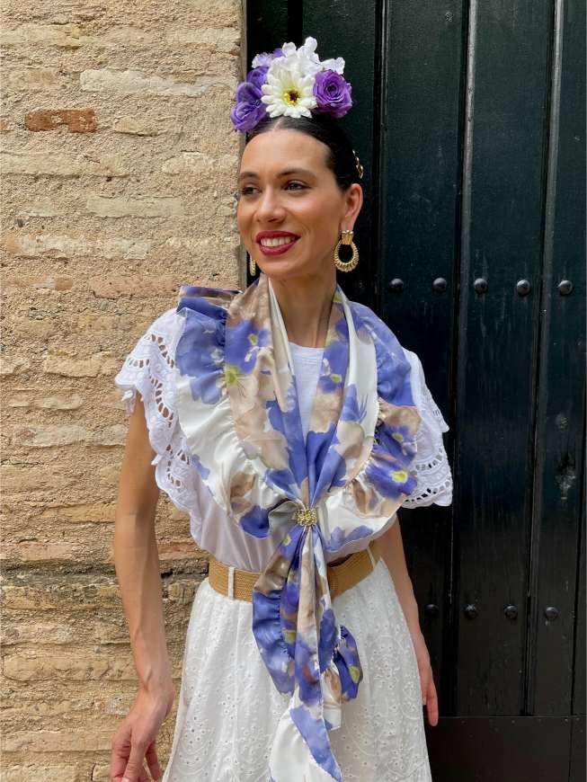 Ramillete de flamenca combinado color morado