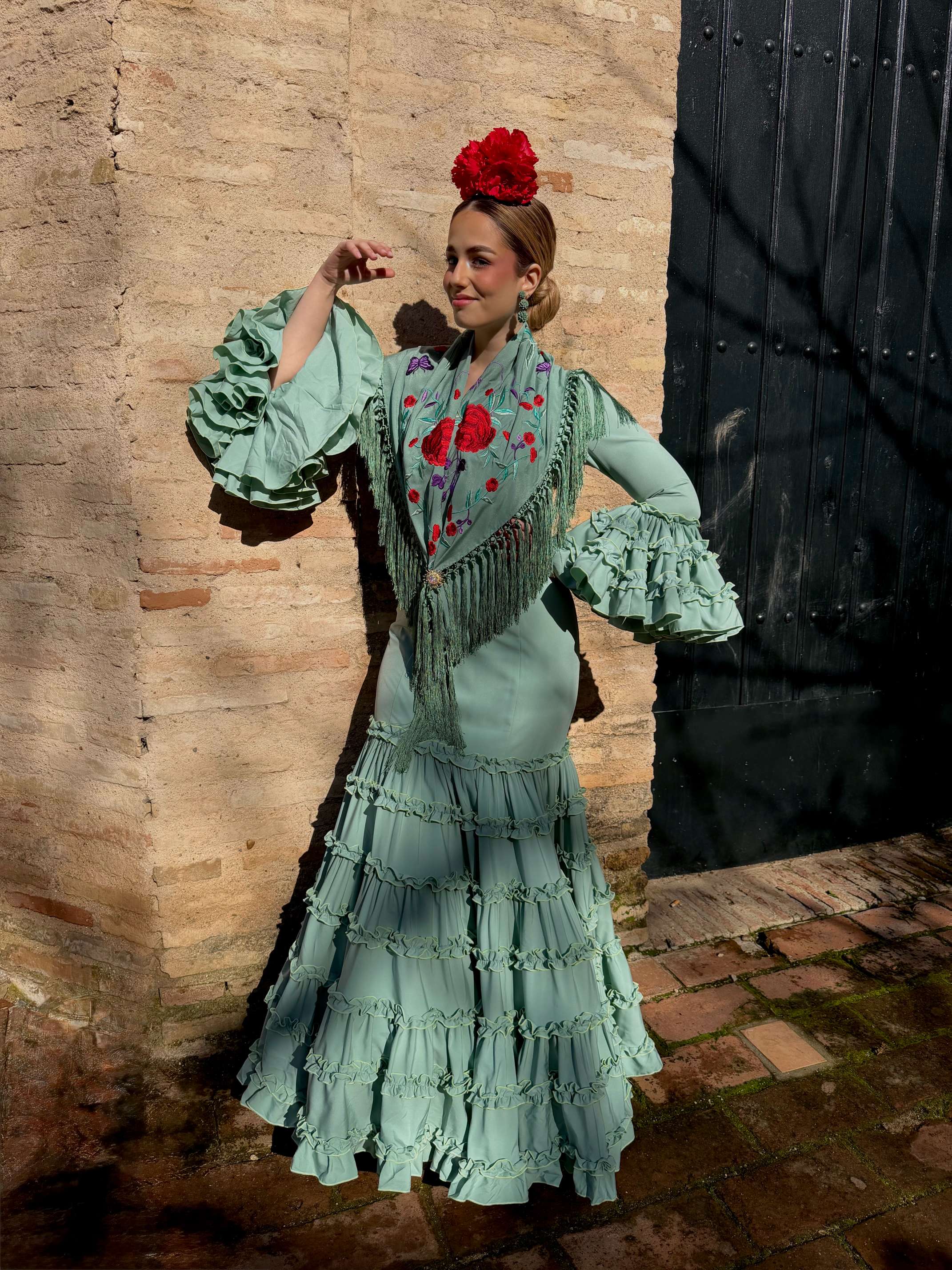 Traje de flamenca KORALTI color jabonoso