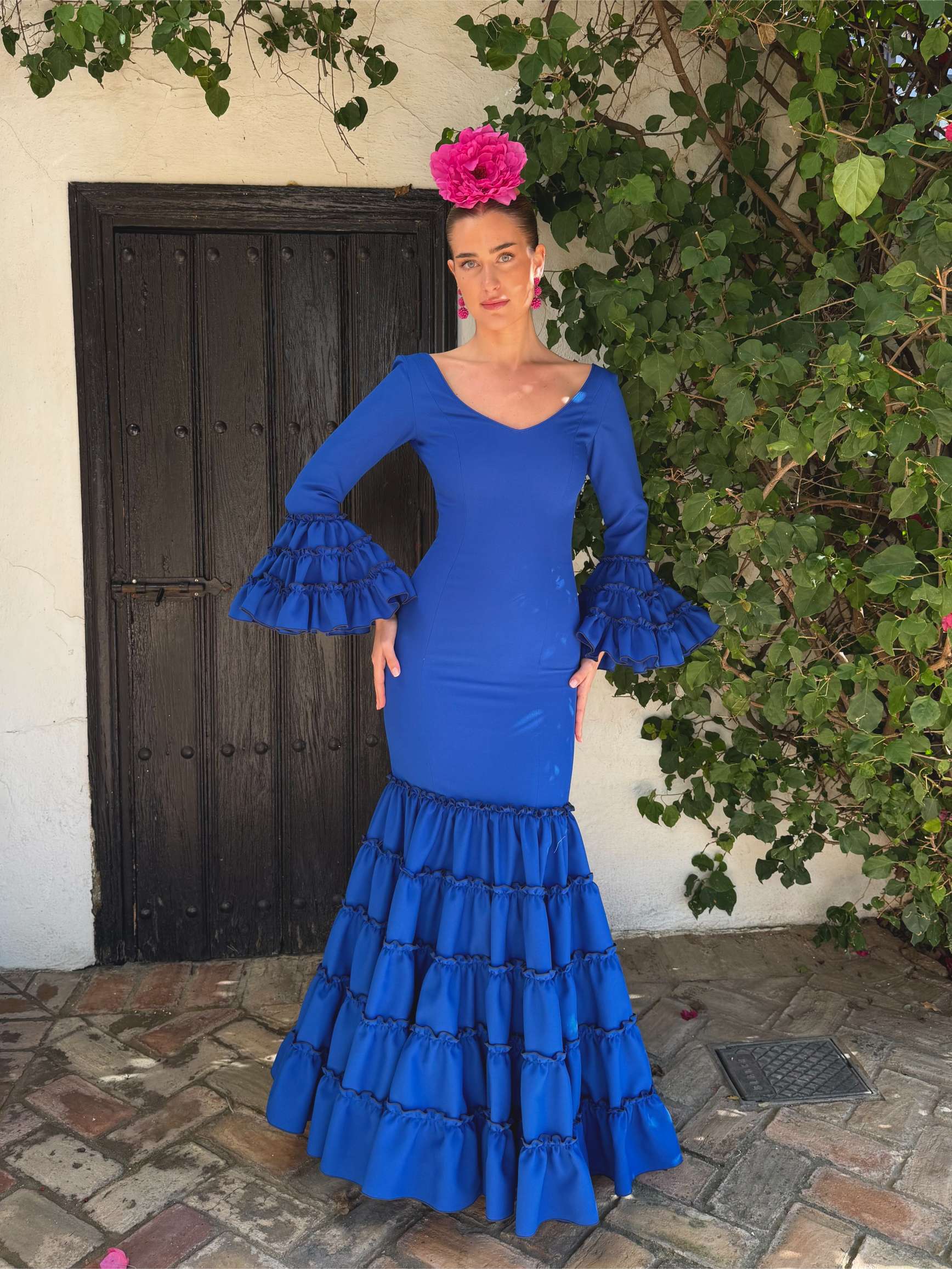 Traje de flamenca azul canastero 