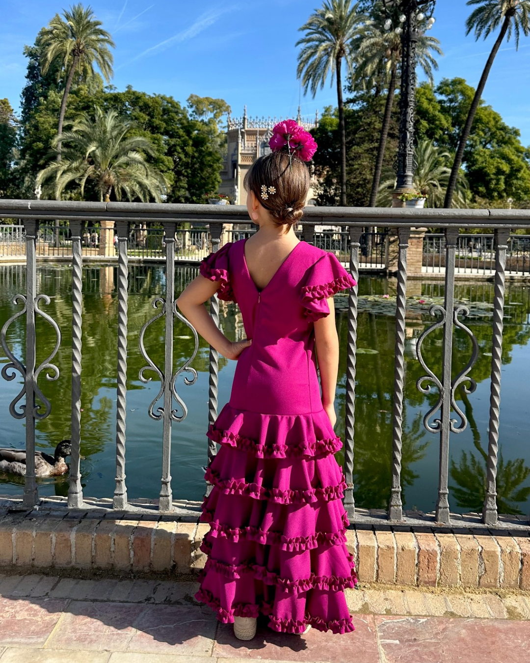 Traje de flamenca buganvilla volantes