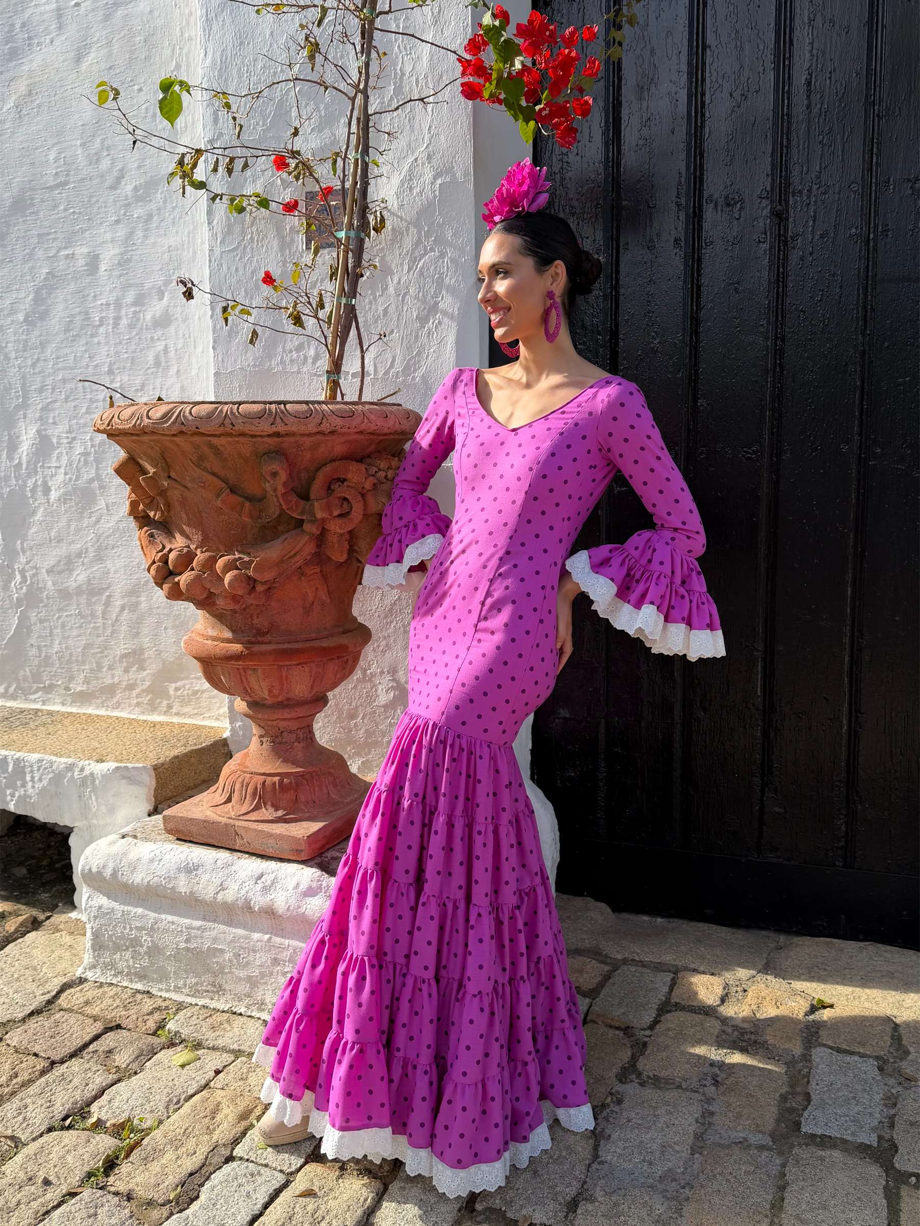 Traje de flamenca canastero buganvilla 