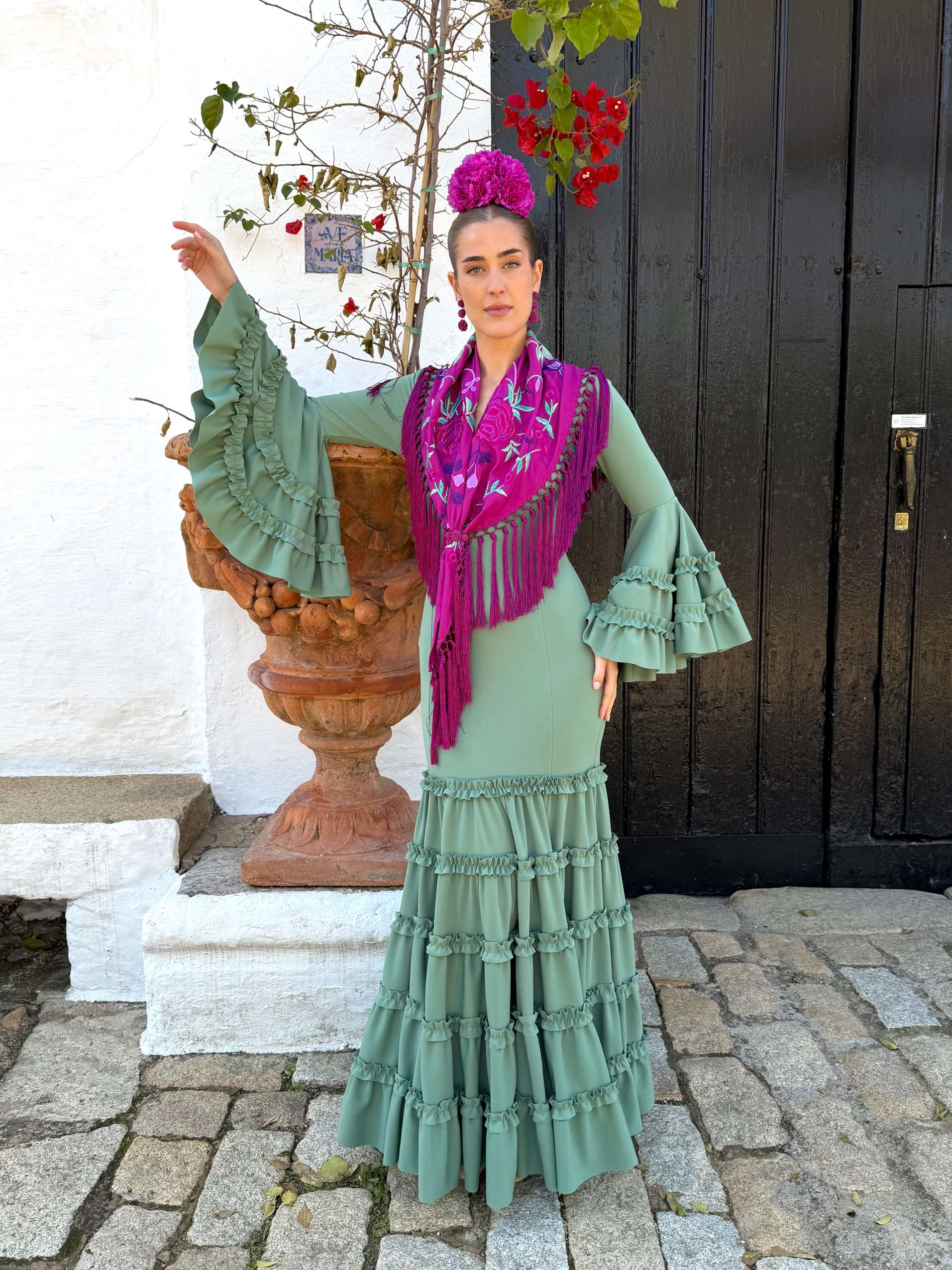 Traje de flamenca canastero económico jabonoso