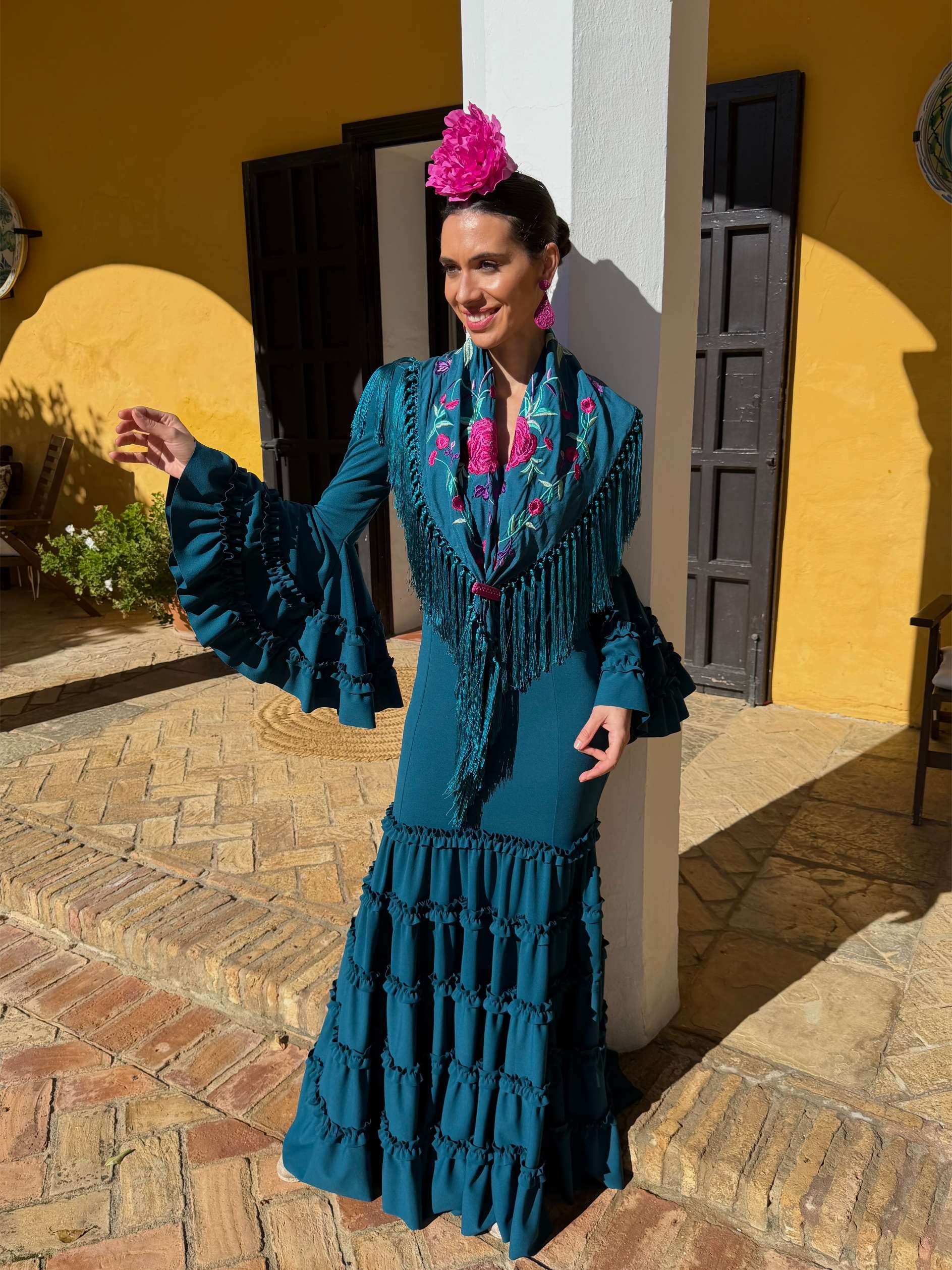 Traje de flamenca canastero económico petróleo