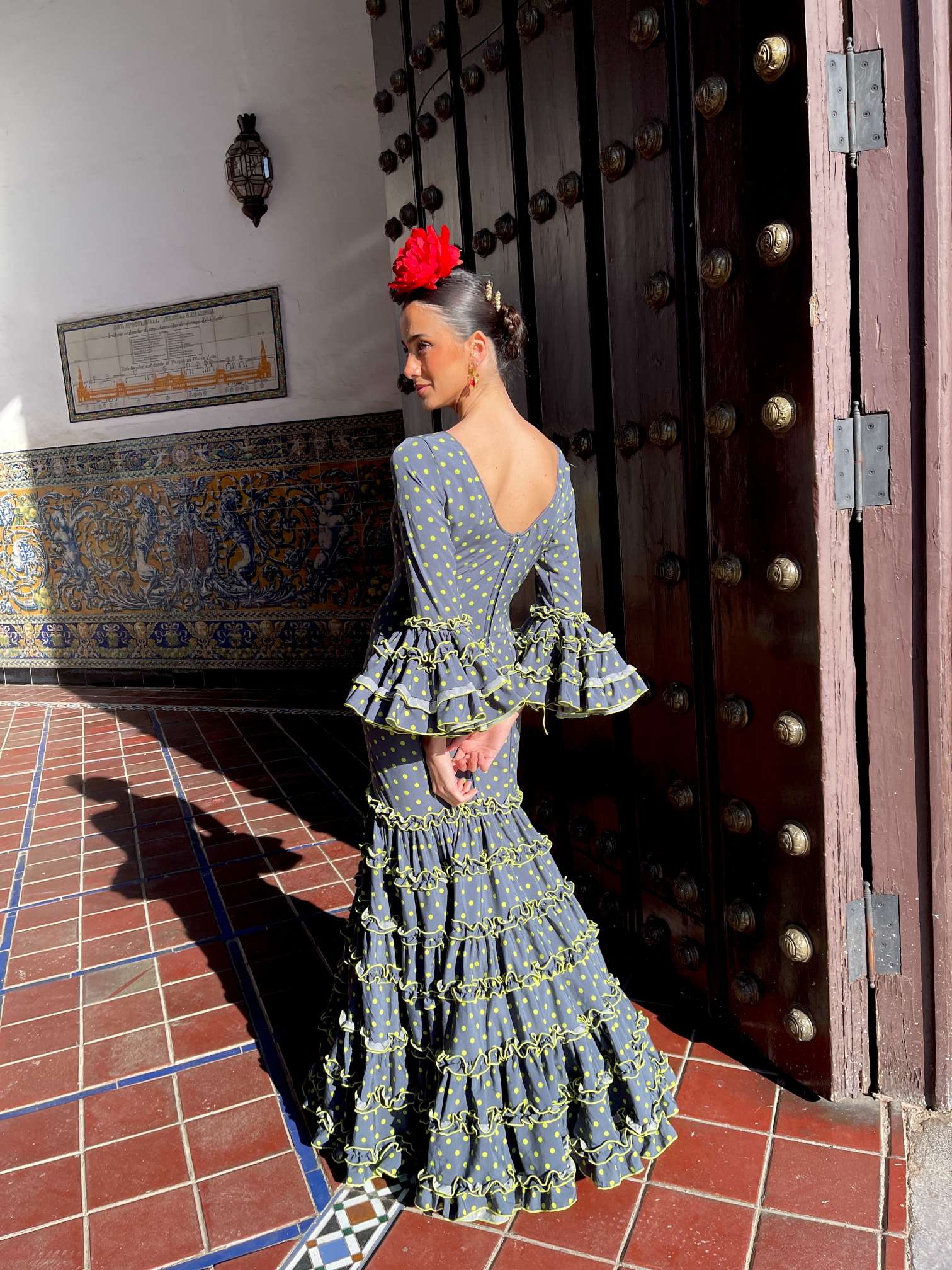 Traje de flamenca canastero gris