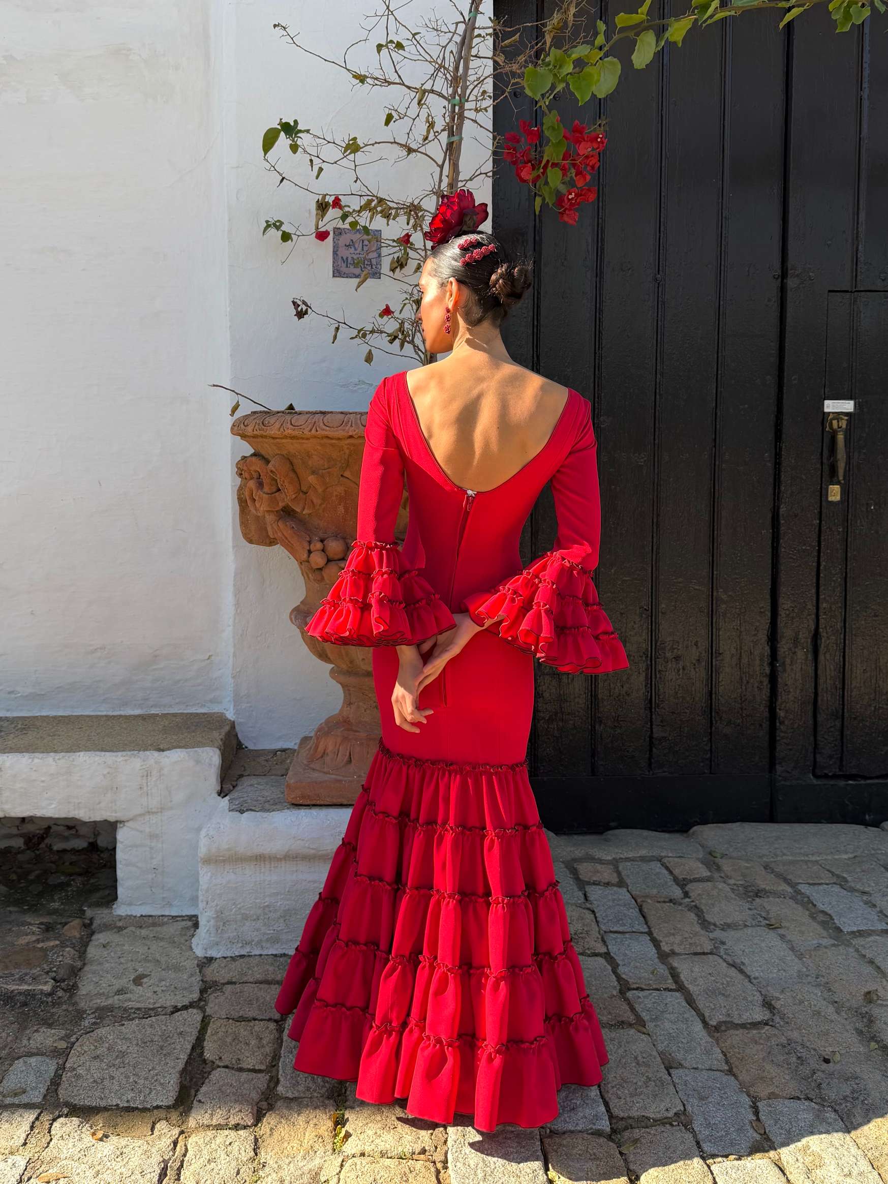 Traje de flamenca canastero rojo