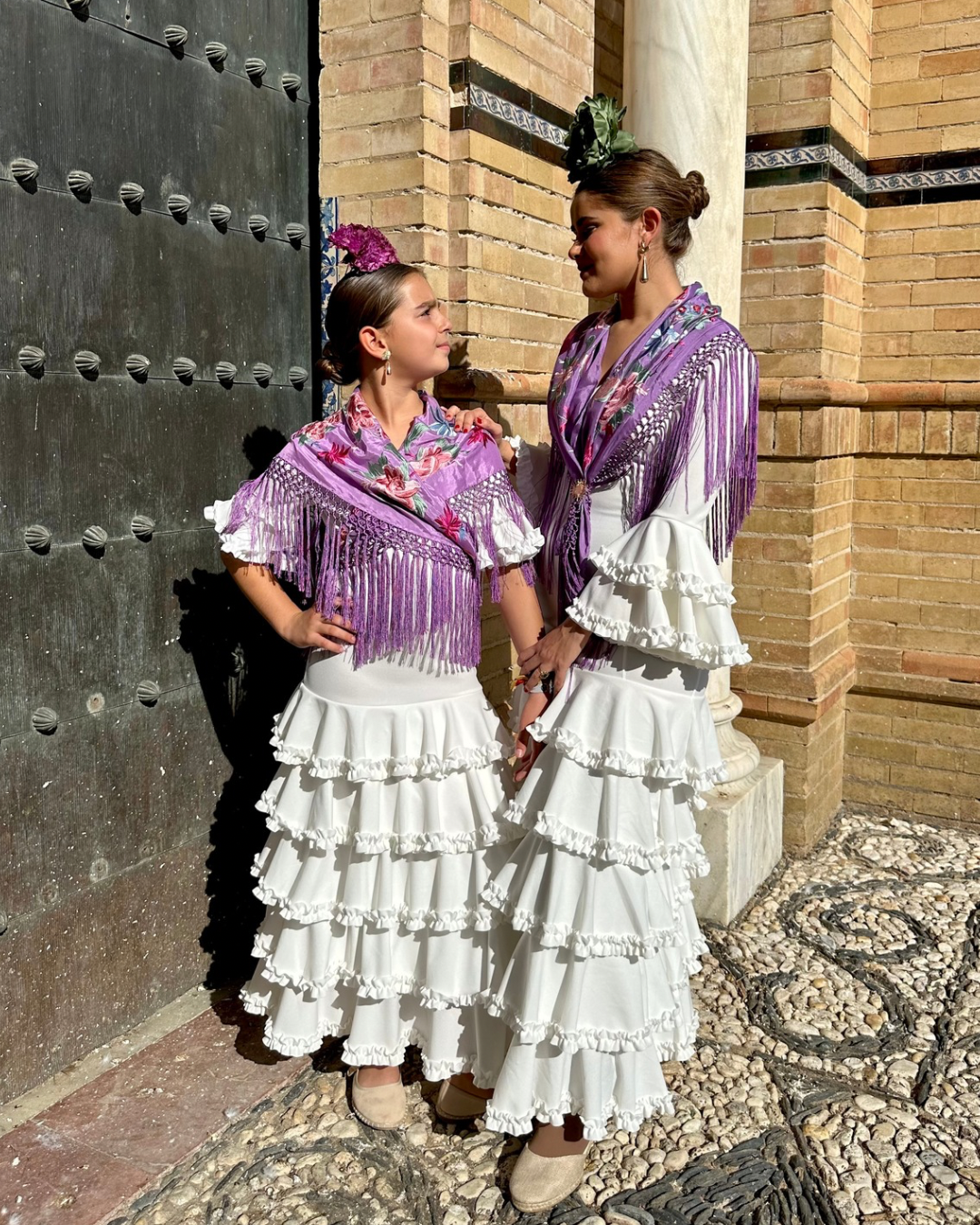 Traje de Flamenca Económico Niña Cinco Volantes Blanco