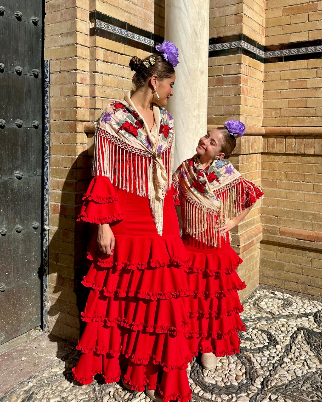 Traje de Flamenca Económico Niña Cinco Volantes Rojo