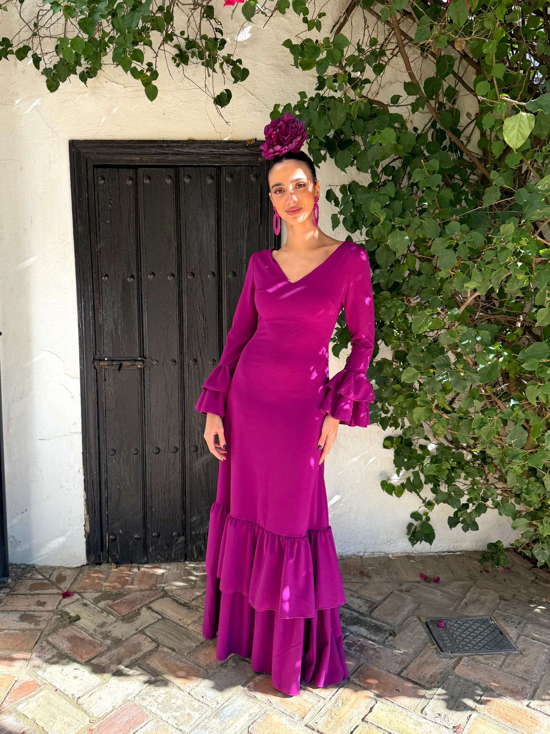 Traje de flamenca de nejas buganvilla