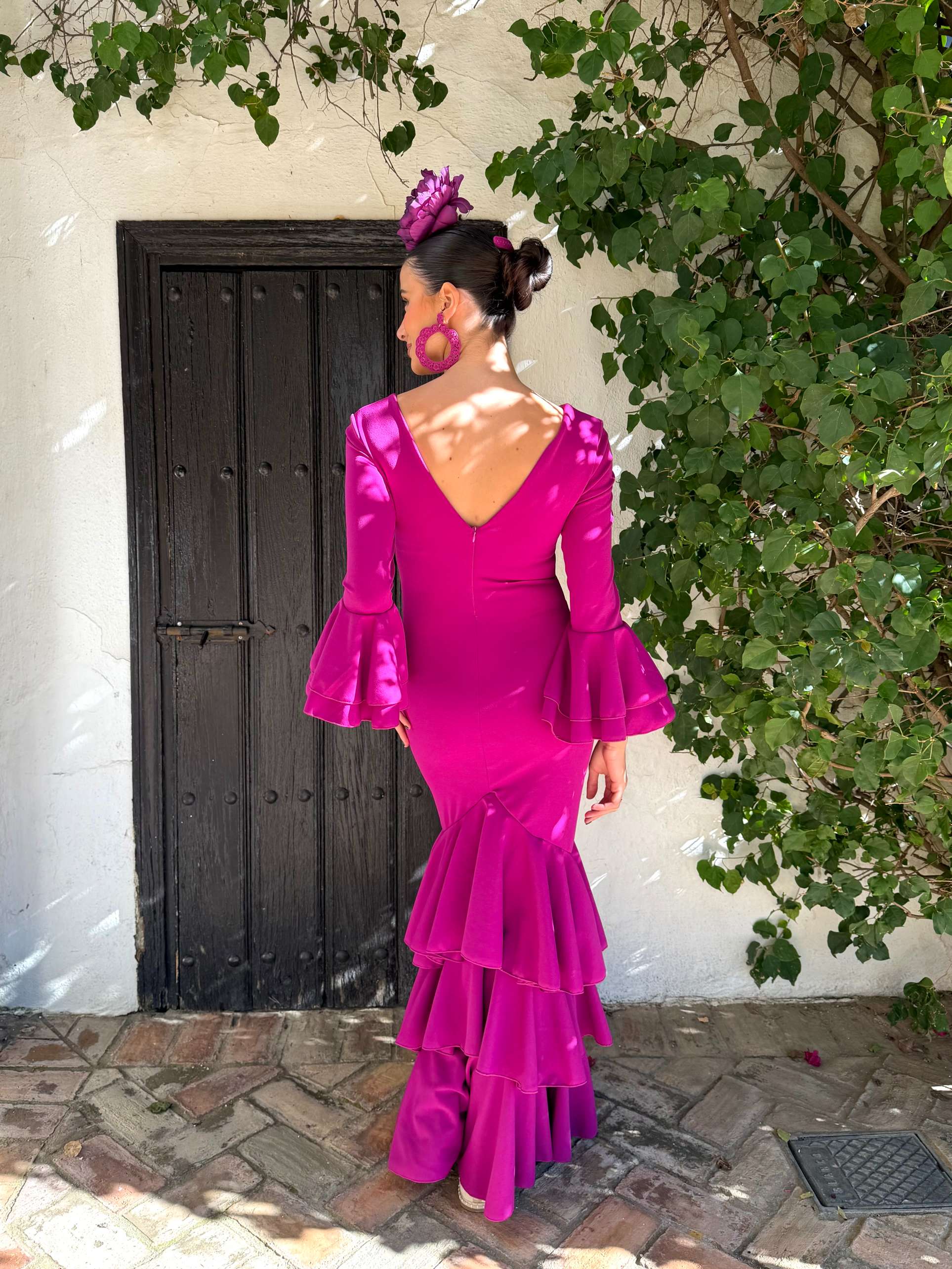 Traje de flamenca económico buganvilla volantes 