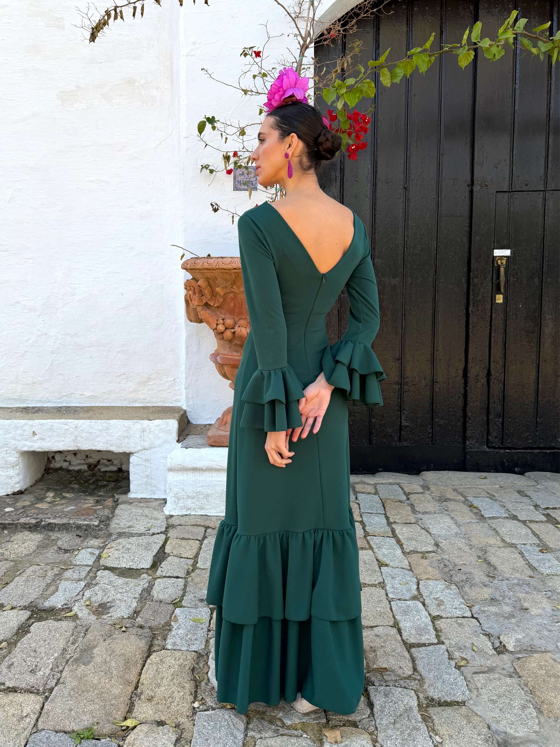 Traje de flamenca económico color verde