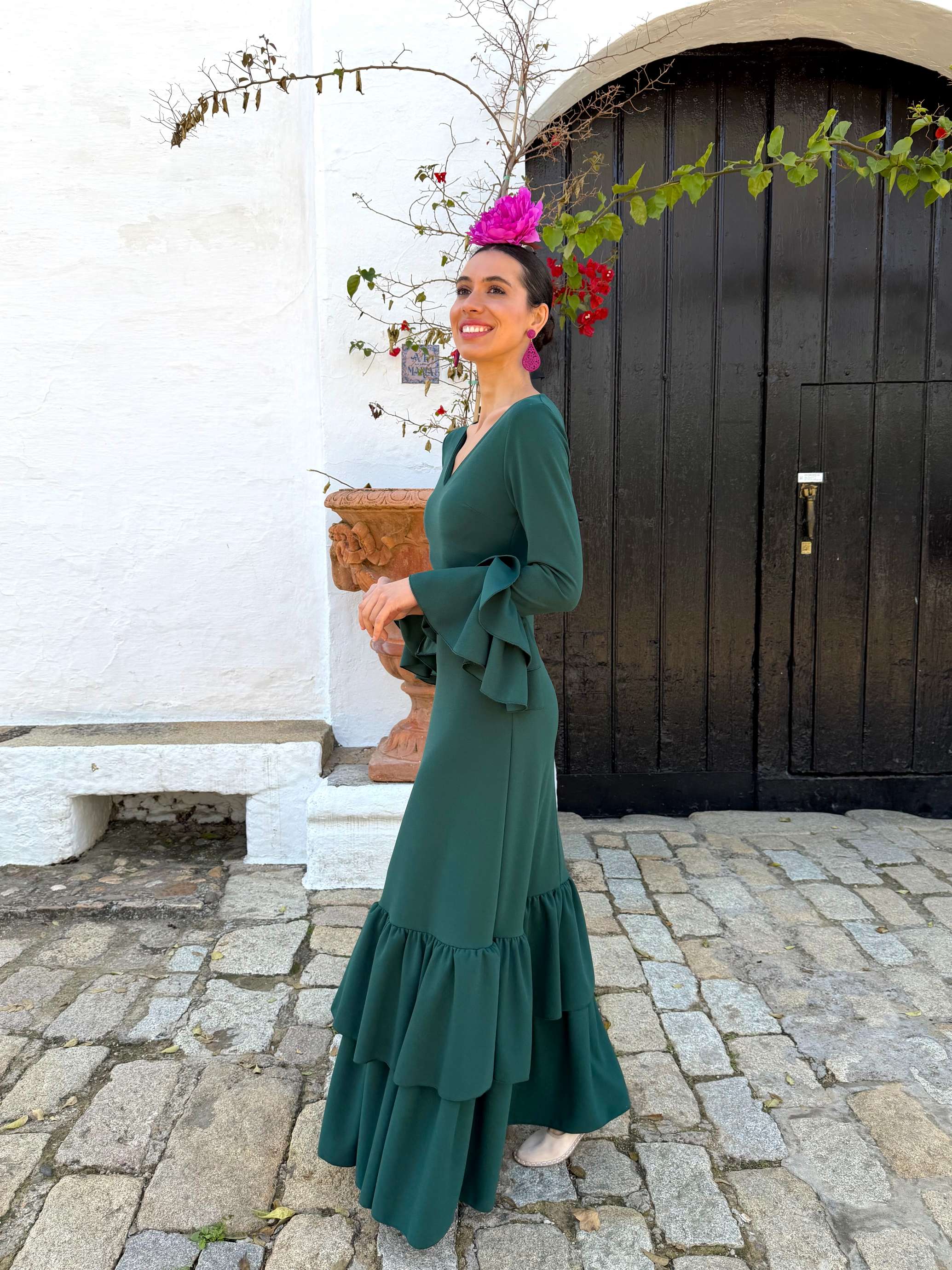 Traje de flamenca económico verde de neja