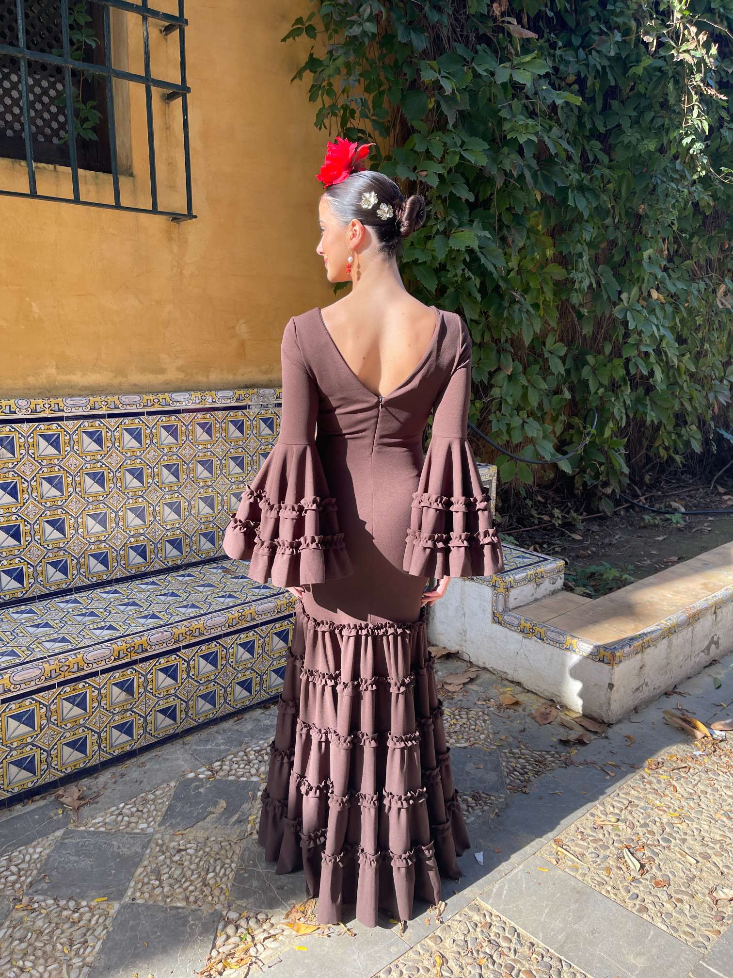 Traje de flamenca economico chocolate