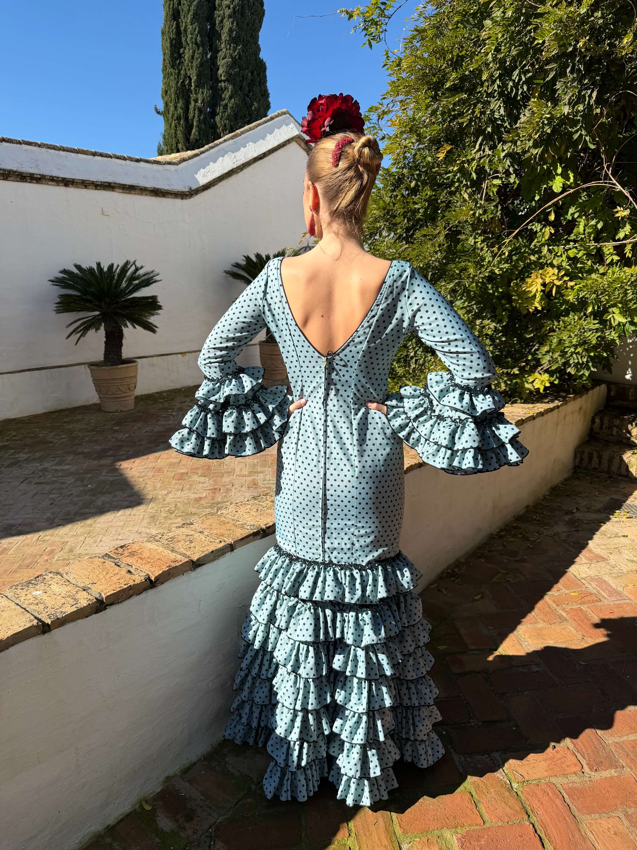 Traje de flamenca en Jabonoso de Lunares Negro