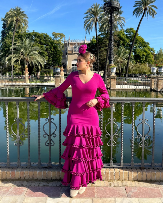 Traje de flamenca cinco volantes buganvilla