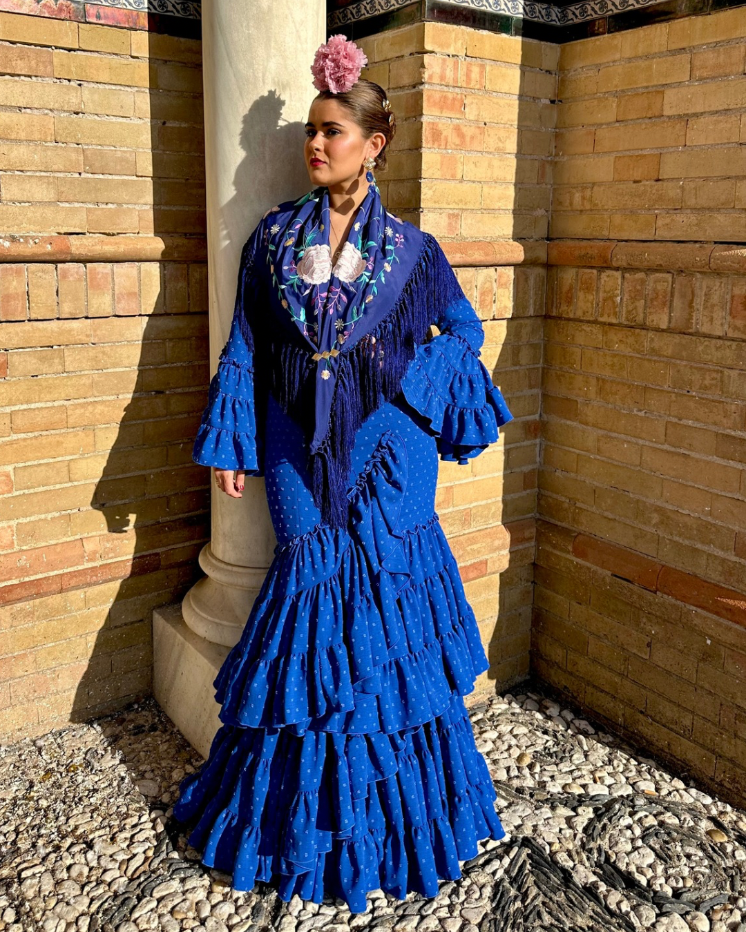 Traje de Flamenca Mujer Plumeti Azul Eléctrico – koralti