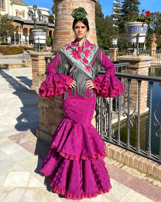 Vestido de Flamenca Buganvilla Flocado