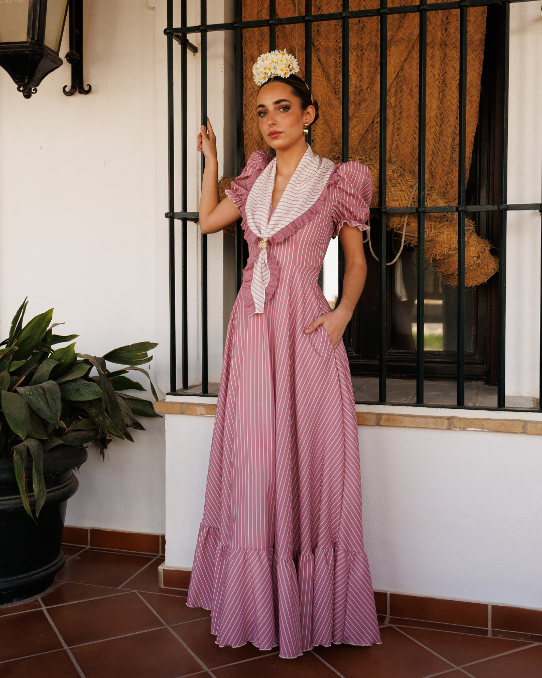 bata de romeria rosa
