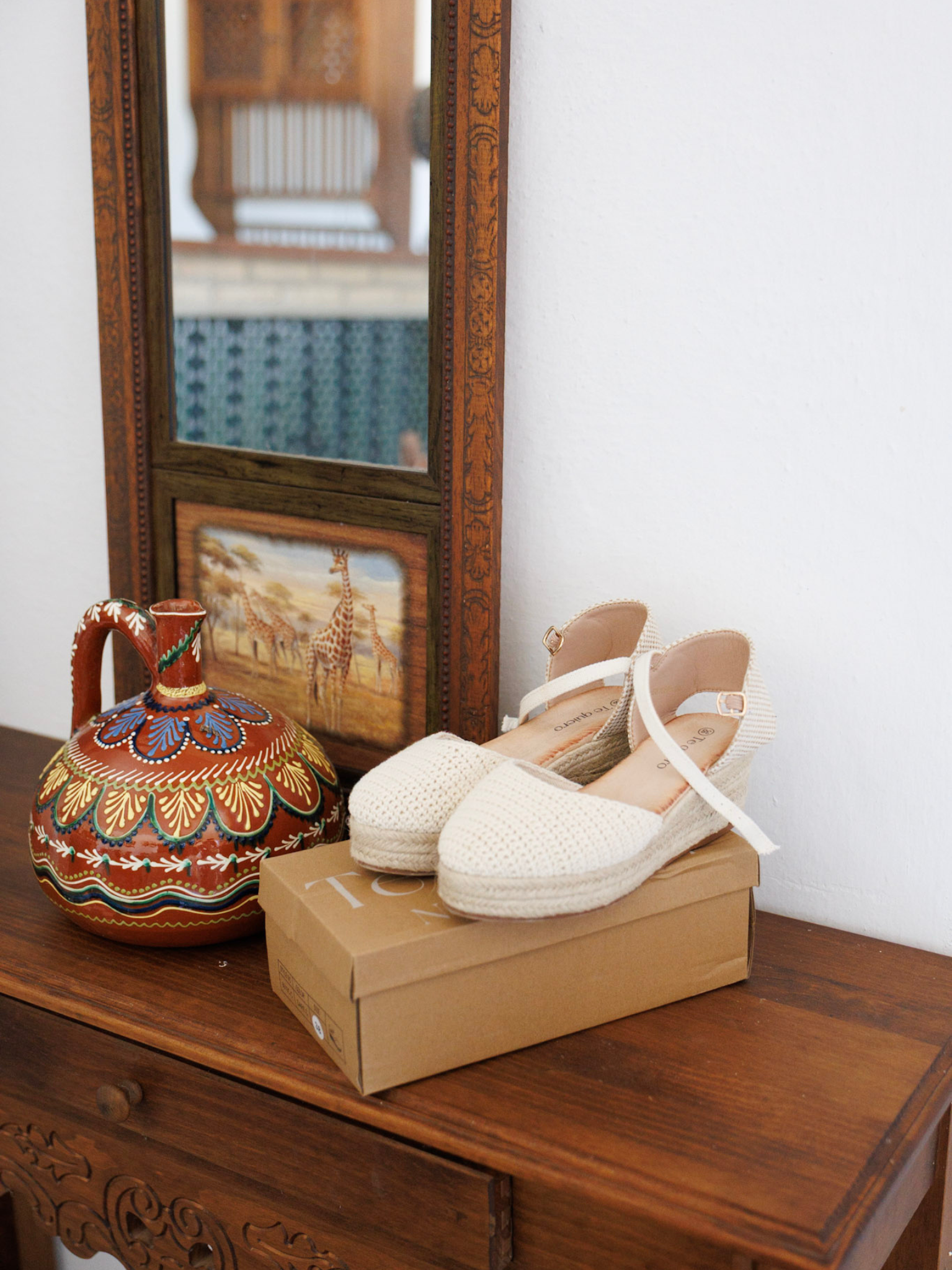 Espartos de crochet beige con plataforma para mujer