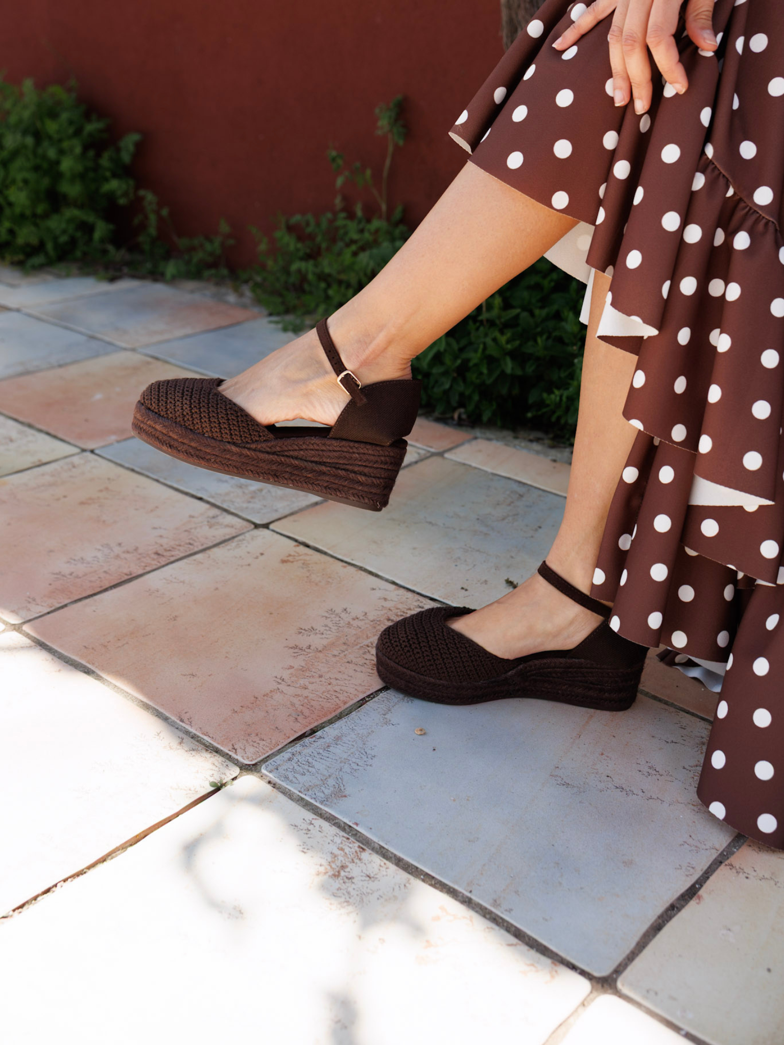 Espartos marrón con plataforma para feria y romería