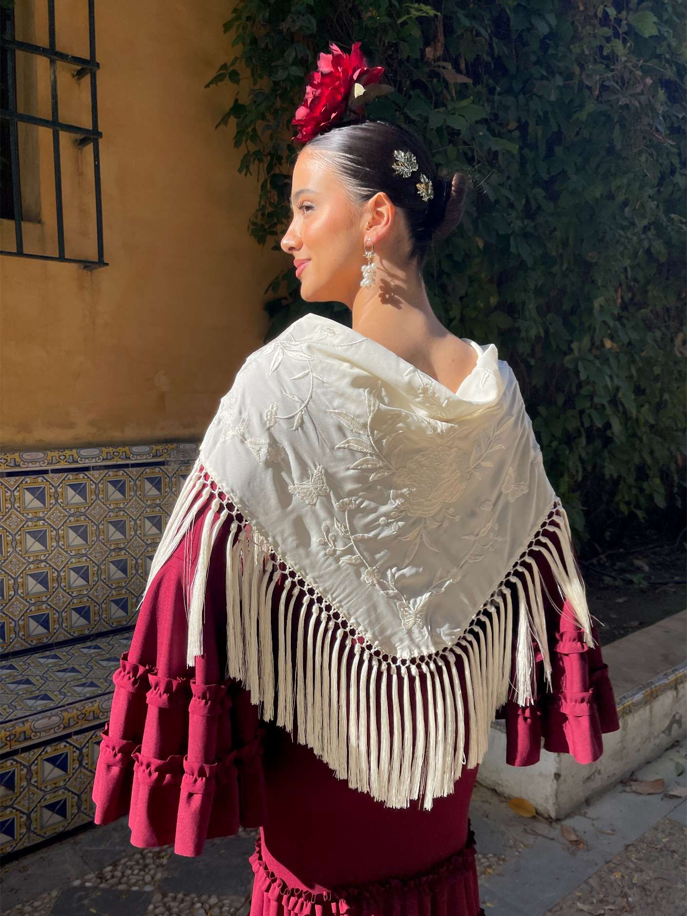 mantoncillo de flamenca beige monocolor