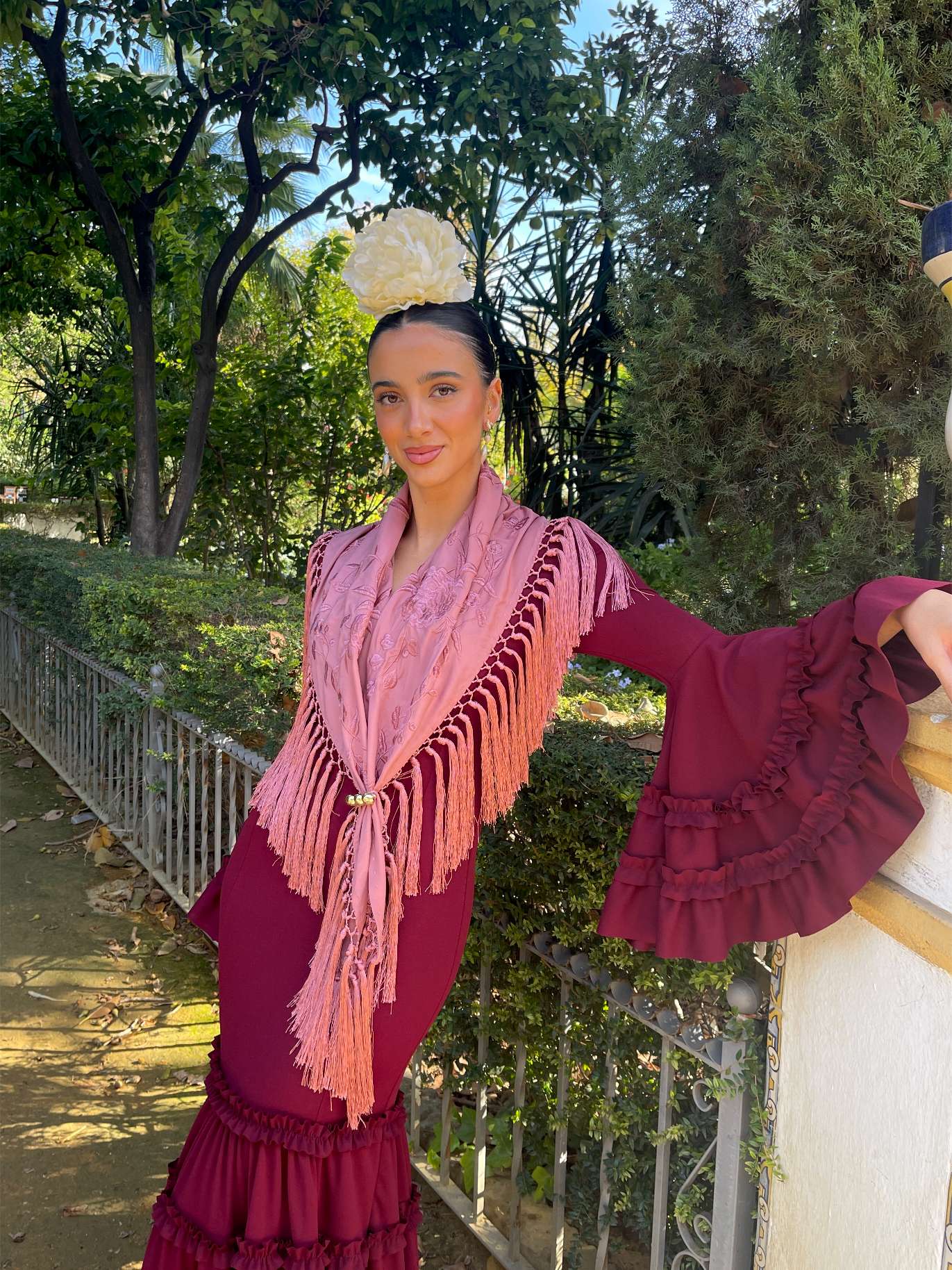 mantoncillo de flamenca flecado de seda maquillaje monocolor