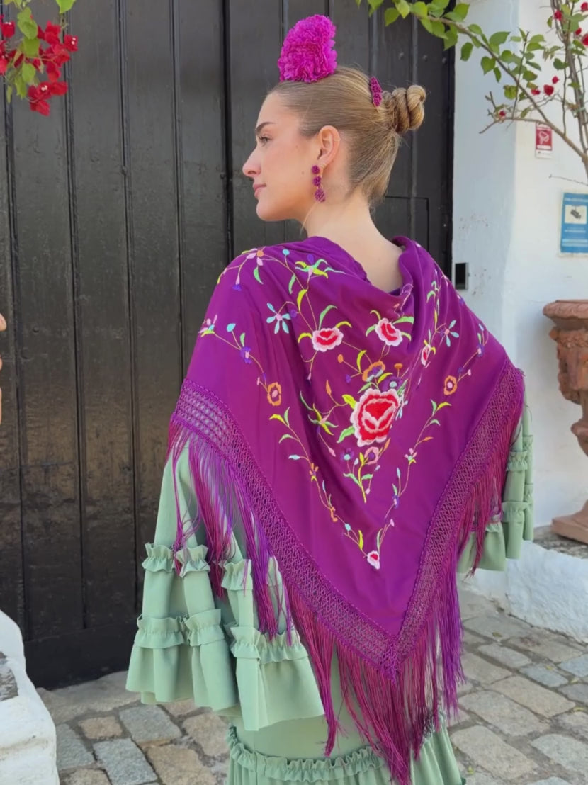 Mantón Bordado Berenjena bordado Colores