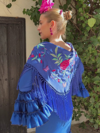 Mantoncillo de flamenca 'Koralti' Azul Eléctrico