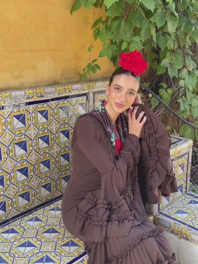 Traje de flamenca canastero chocolate