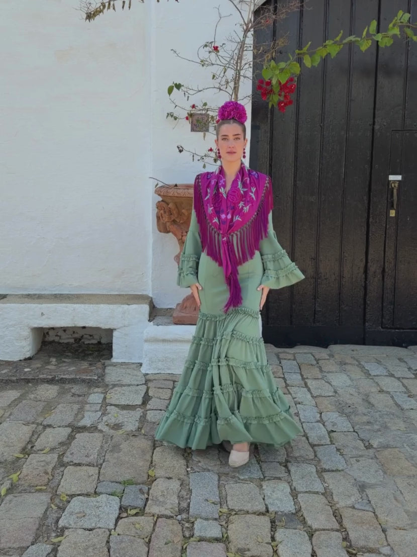 traje canastero economico verde