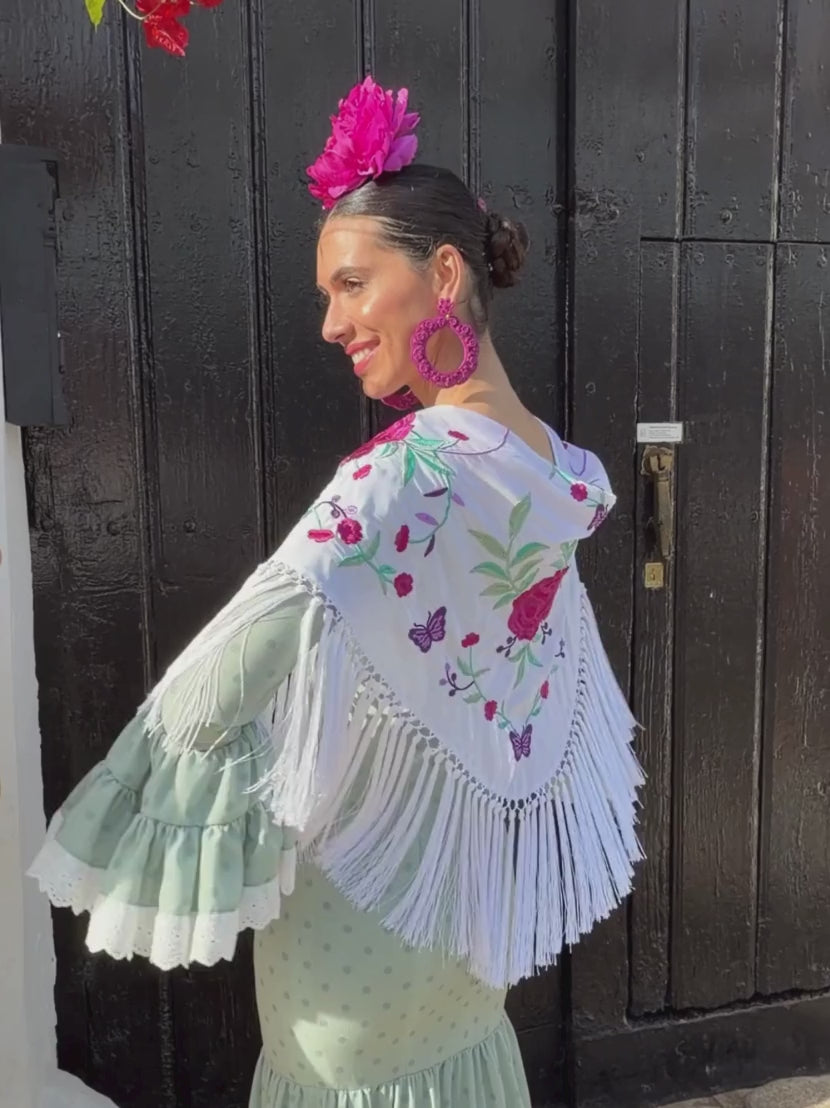 Mantoncillo de flamenca 'Koralti' Blanco