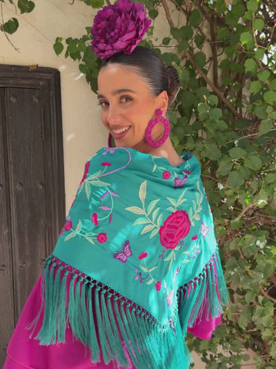 Mantoncillo de flamenca 'Koralti' Verde Esmeralda