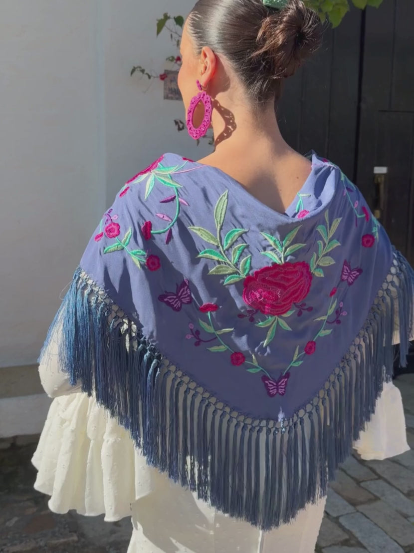Mantoncillo de flamenca 'Koralti' Azul Ducado 