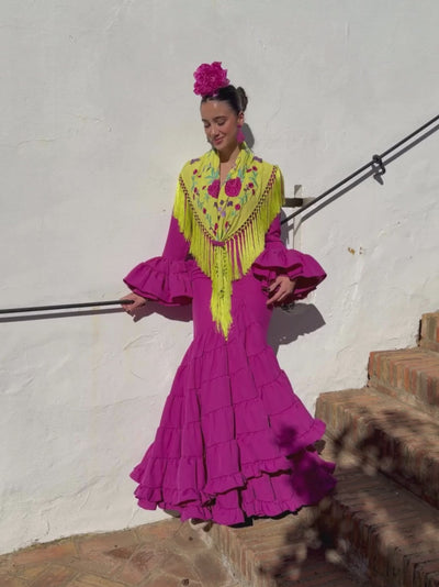 Traje de flamenca strech buganvilla
