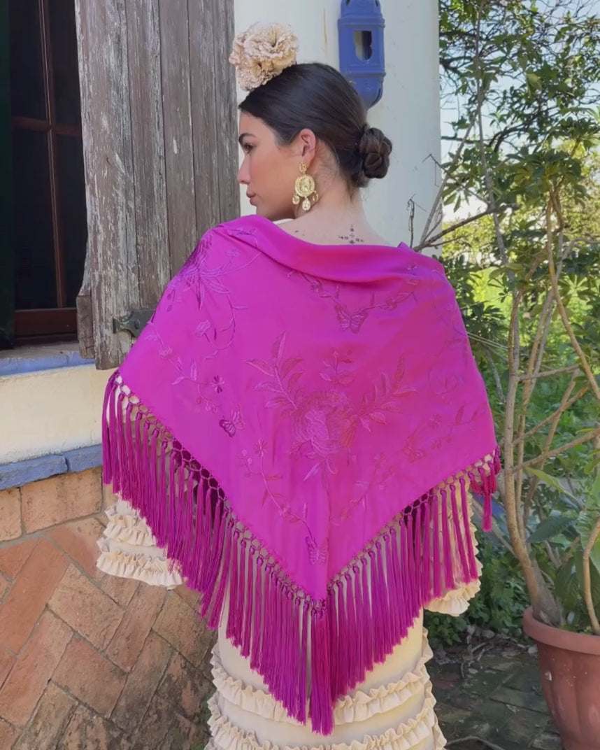 Mantoncillo de flamenca 'Koralti' Fucsia Monocolor