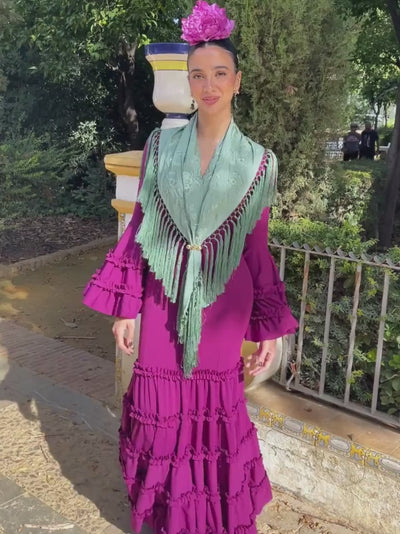 Traje adorno plisado buganvilla