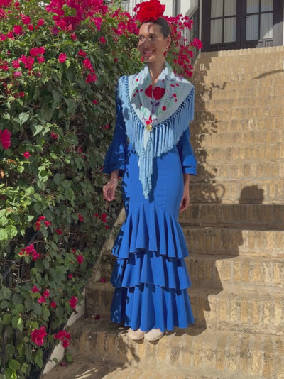 Traje de flamenca volantes azul