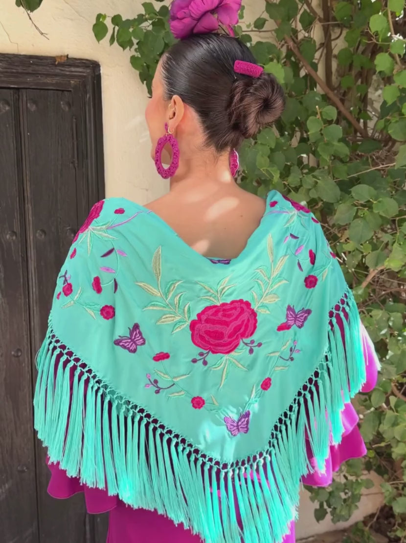 Mantoncillo de flamenca 'Koralti' Aguamarina