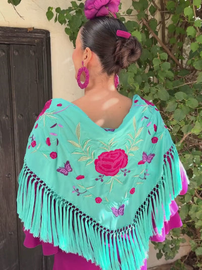 Mantoncillo de flamenca 'Koralti' Aguamarina