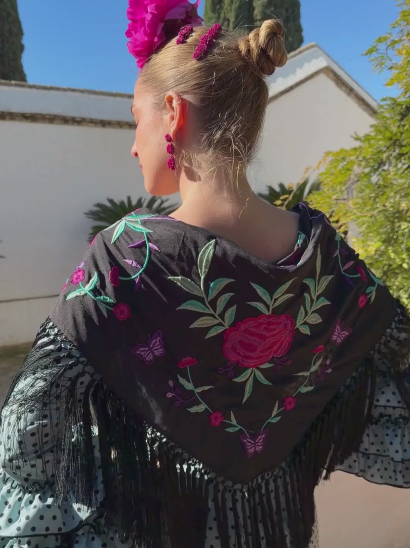 Mantoncillo de flamenca 'Koralti' Negro 