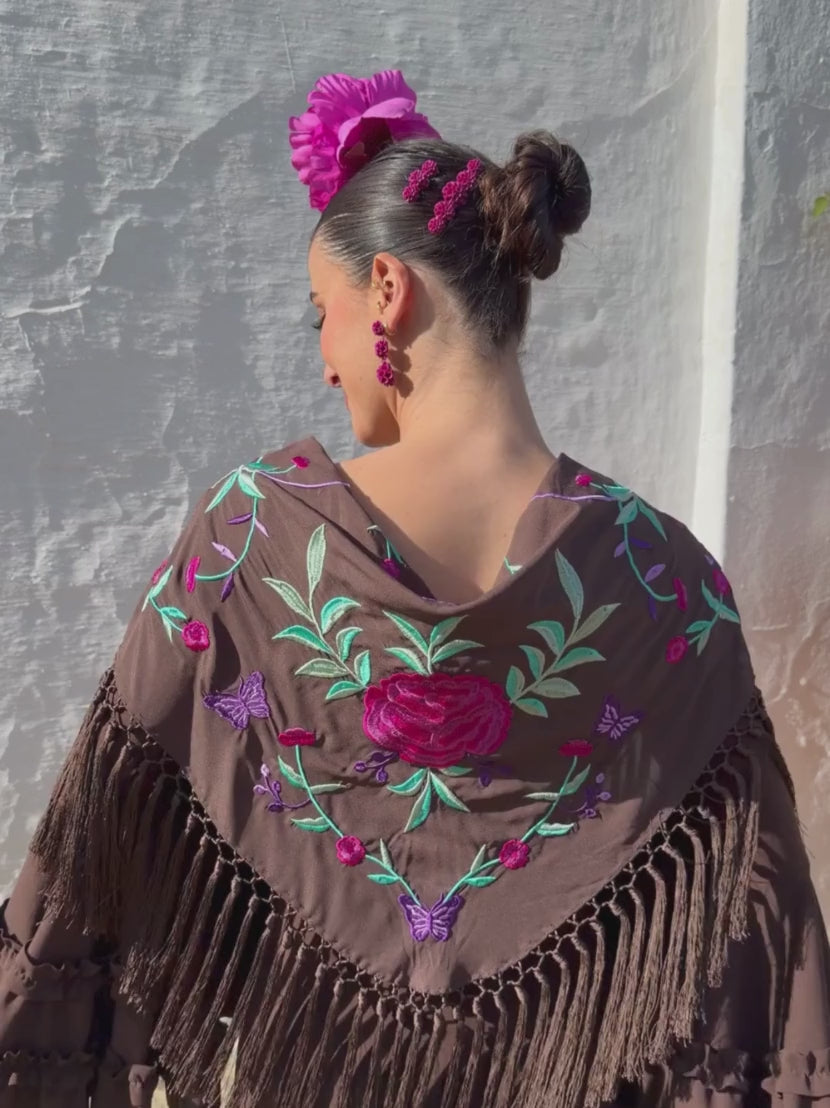 Mantoncillo de flamenca 'Koralti' Marrón Chocolate 