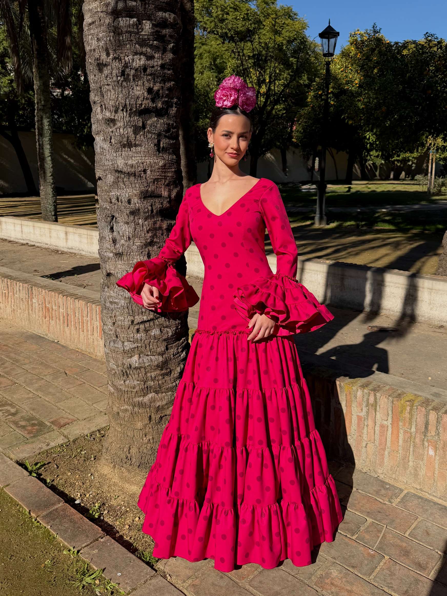 Traje de flamenca 2026 fresón con corte canastero