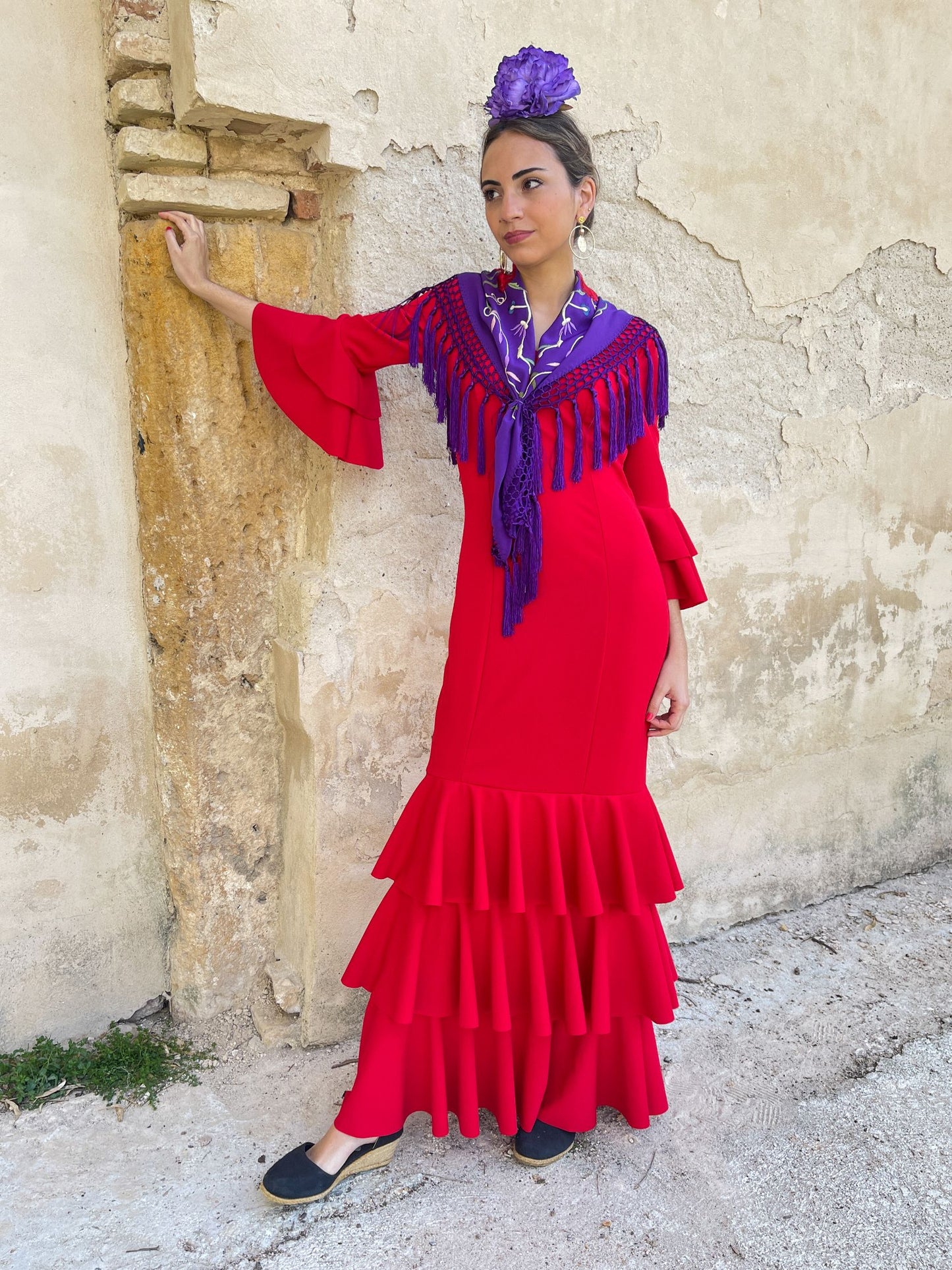 Vestido de Flamenca en tela bielastica con lunares -  Polska